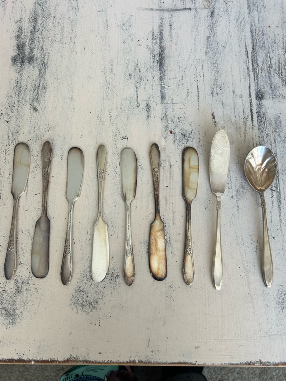 Rogers silver plated, butter, knives, and spoon